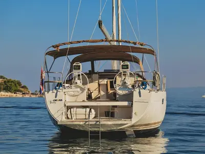 Cockpit of Virginia, a Elan Impression 50 sailboat at Split, Croatia