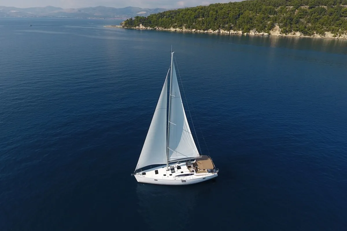 Exterior view of Virginia, a Elan Impression 50 sailboat at Split, Croatia