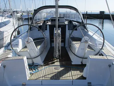 Cockpit of Ina6, a Hanse 315 sailboat at Altefähr, Germany