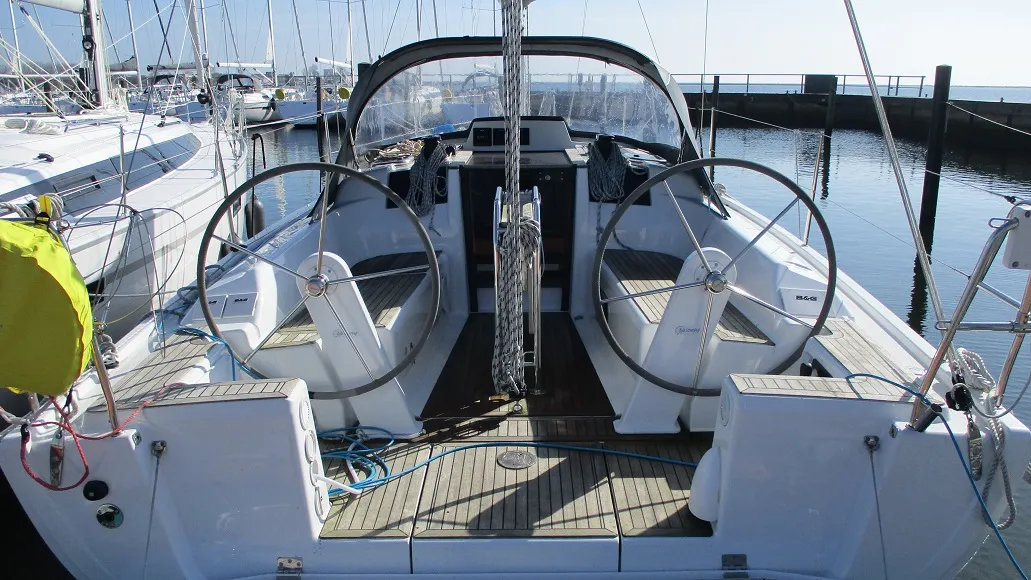 Cockpit of Ina6, a Hanse 315 sailboat at Altefähr, Germany