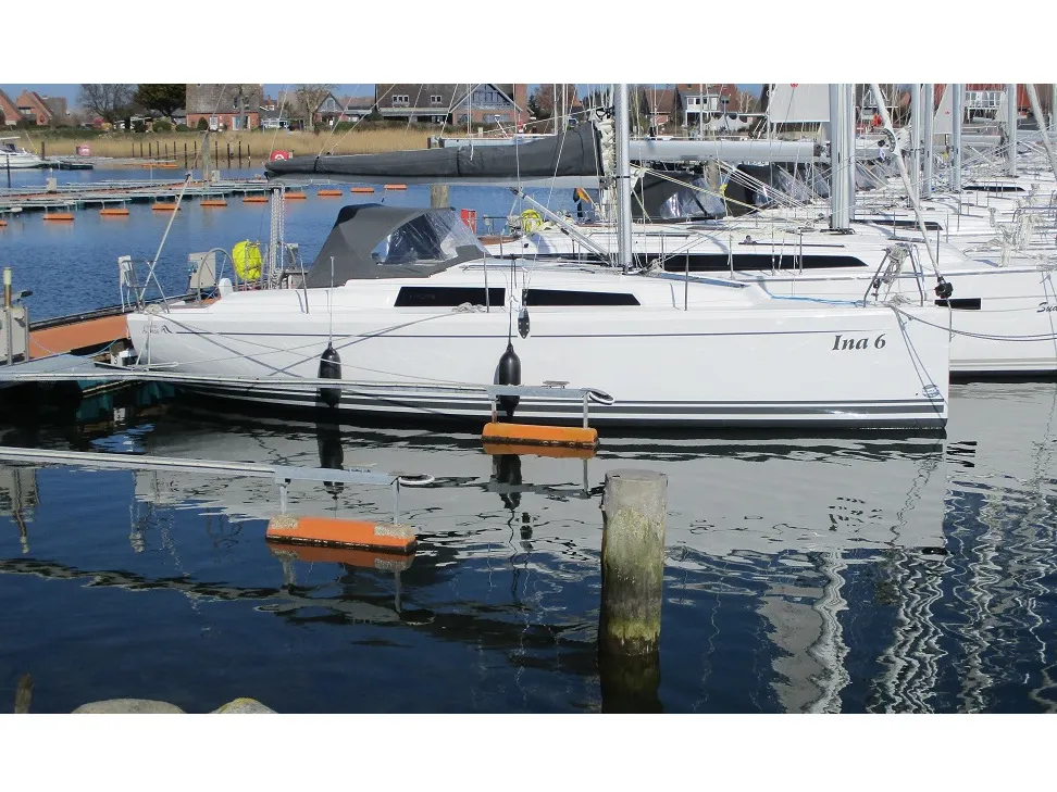 Exterior view of Ina6, a Hanse 315 sailboat at Altefähr, Germany