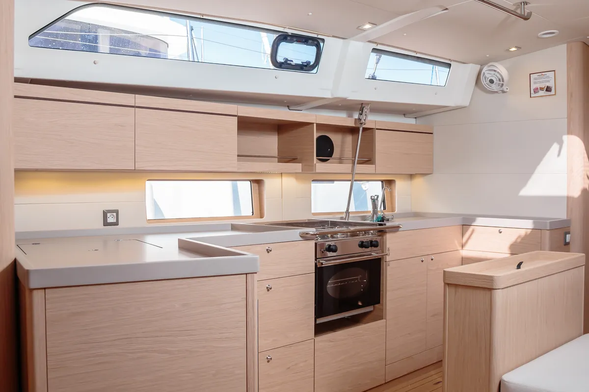 Galley of Nemesi - Standard line, a Beneteau Oceanis 46.1 sailboat at Castellammare del Golfo, Italy