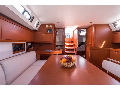 Salon of MOBULA ONE, a Beneteau Oceanis 45 sailboat at Split, Croatia