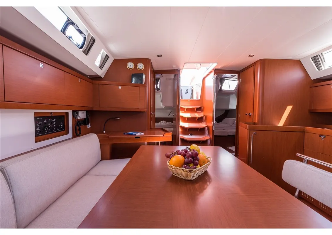 Salon of MOBULA ONE, a Beneteau Oceanis 45 sailboat at Split, Croatia