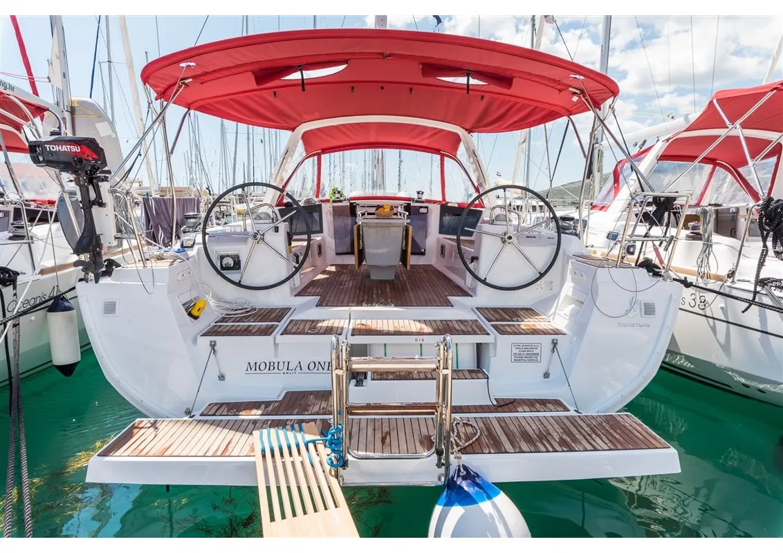 Exterior view of MOBULA ONE, a Beneteau Oceanis 45 sailboat at Split, Croatia