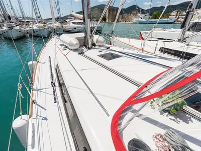Deck of MOBULA ONE, a Beneteau Oceanis 45 sailboat at Split, Croatia