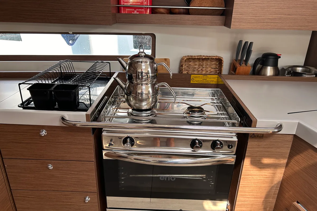 Galley of Gia, a Beneteau Oceanis 40.1 sailboat at Fethiye, Turkey