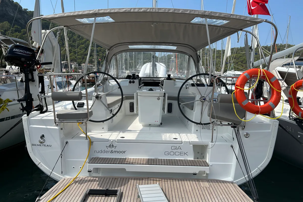 Exterior view of Gia, a Beneteau Oceanis 40.1 sailboat at Fethiye, Turkey