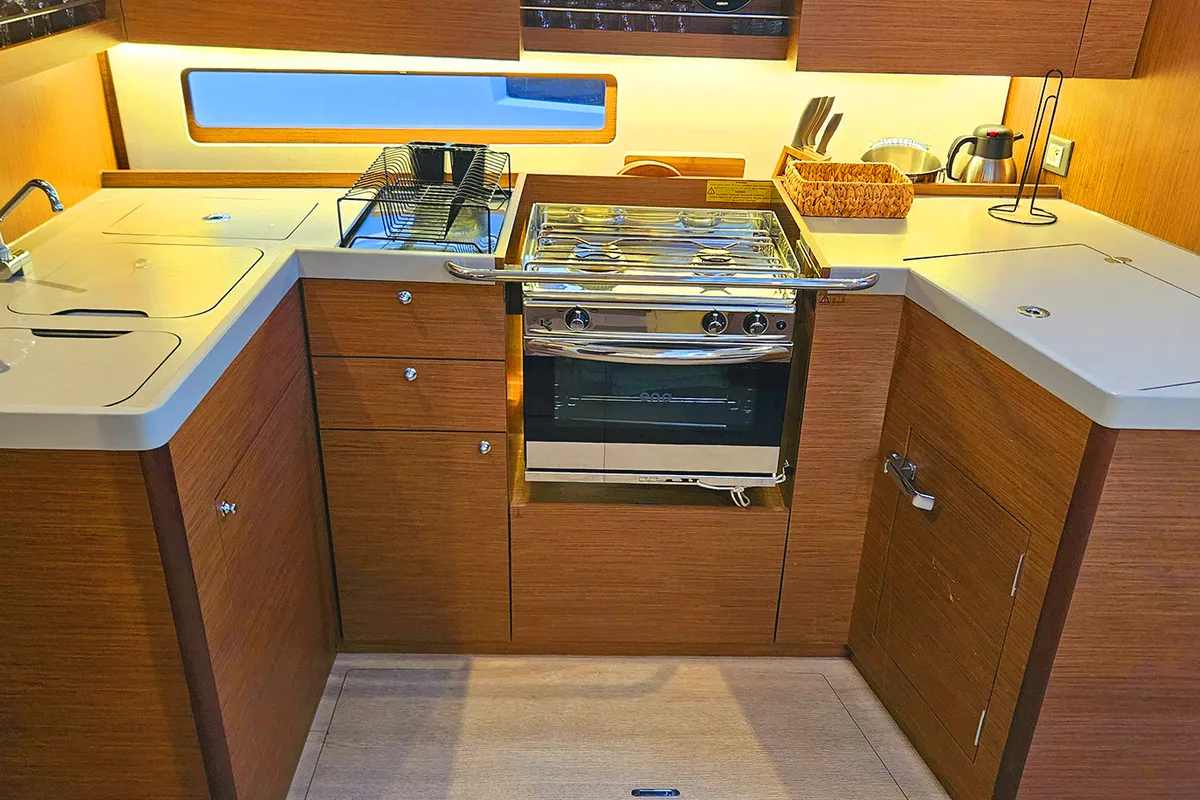 Galley of Gia, a Beneteau Oceanis 40.1 sailboat at Fethiye, Turkey