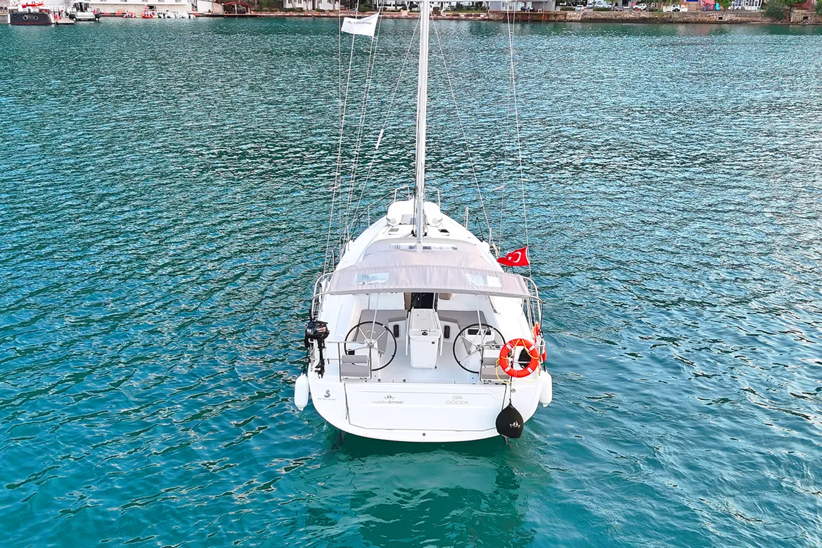 Exterior view of Gia, a Beneteau Oceanis 40.1 sailboat at Fethiye, Turkey