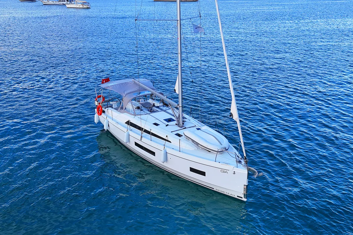 Exterior view of Gia, a Beneteau Oceanis 40.1 sailboat at Fethiye, Turkey