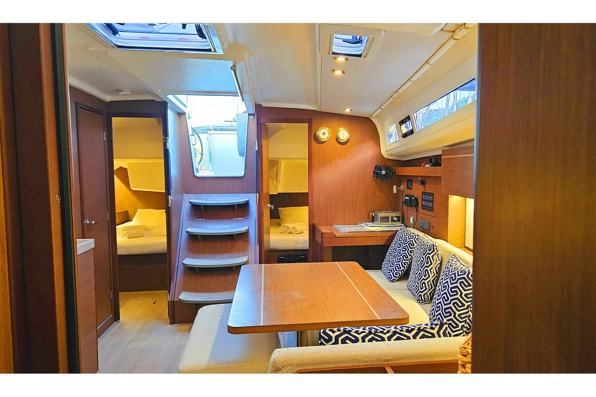 Salon of Gia, a Beneteau Oceanis 40.1 sailboat at Fethiye, Turkey