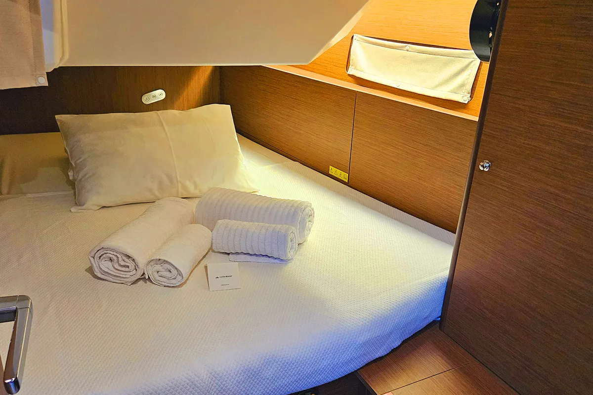 Cabin on Gia, a Beneteau Oceanis 40.1 sailboat at Fethiye, Turkey