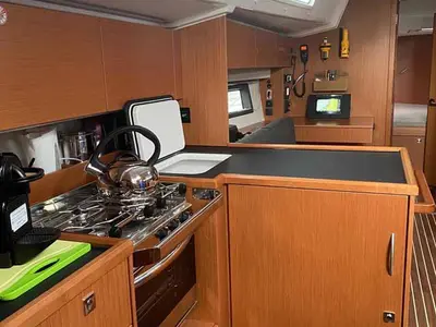 Galley of Katharina, a Bavaria C42 sailboat at Lelystad, Netherlands