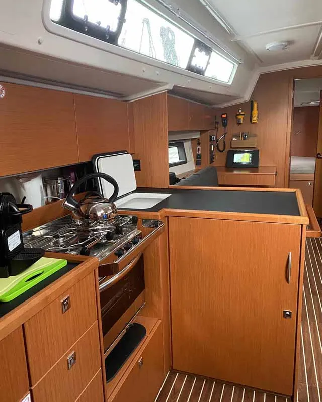 Galley of Katharina, a Bavaria C42 sailboat at Lelystad, Netherlands