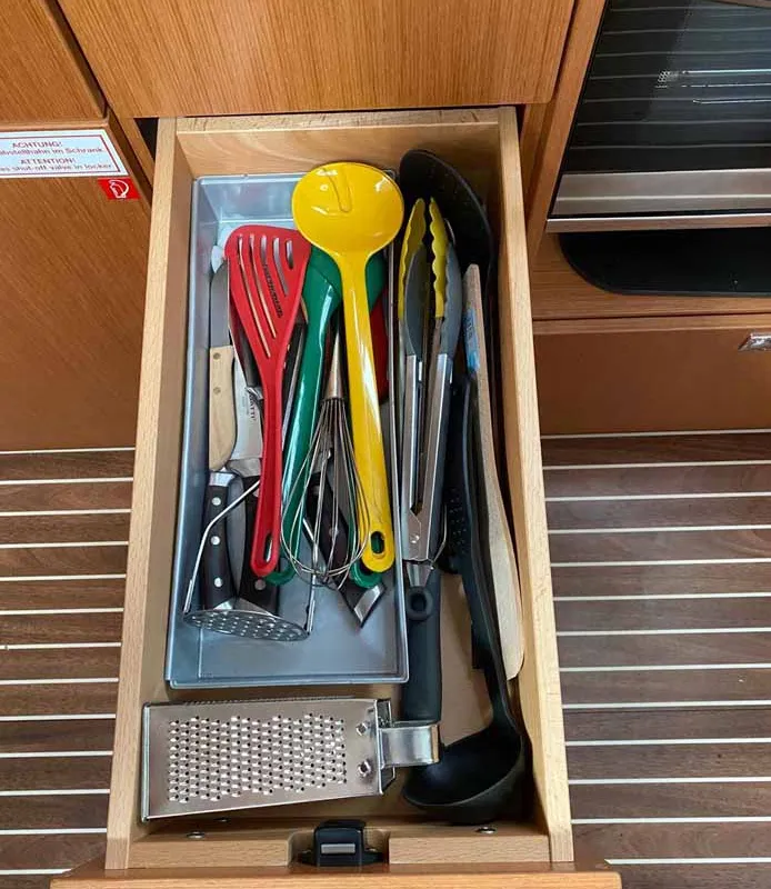 Galley of Katharina, a Bavaria C42 sailboat at Lelystad, Netherlands