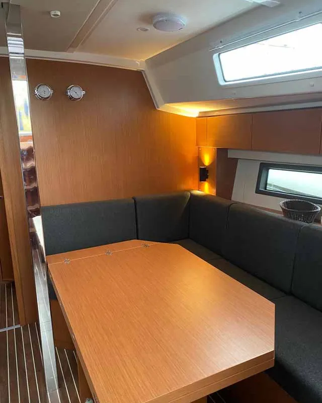 Salon of Katharina, a Bavaria C42 sailboat at Lelystad, Netherlands