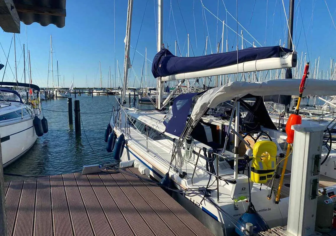 Exterior view of Katharina, a Bavaria C42 sailboat at Lelystad, Netherlands