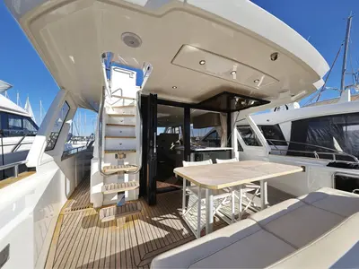 Deck of Vegas, a Greenline 48 Fly motor yacht at Grad Biograd na Moru, Croatia
