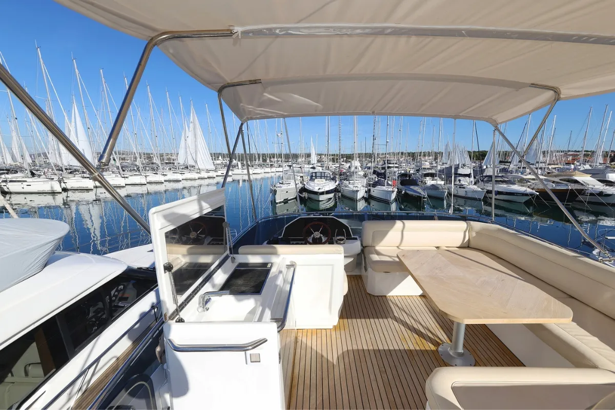 Cockpit of Vegas, a Greenline 48 Fly motor yacht at Grad Biograd na Moru, Croatia
