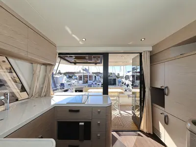 Galley of Vegas, a Greenline 48 Fly motor yacht at Grad Biograd na Moru, Croatia