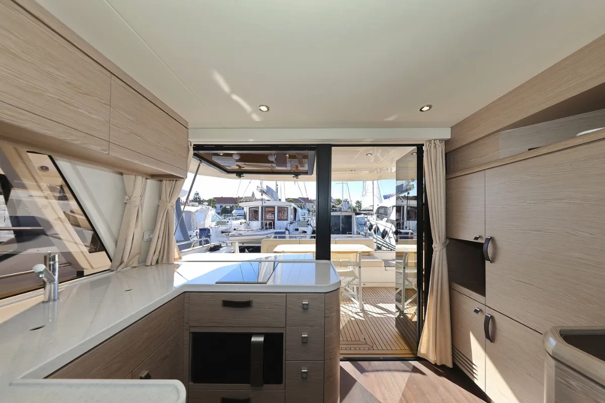 Galley of Vegas, a Greenline 48 Fly motor yacht at Grad Biograd na Moru, Croatia