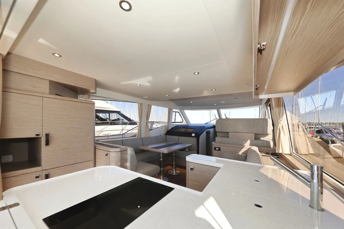 Galley of Vegas, a Greenline 48 Fly motor yacht at Grad Biograd na Moru, Croatia