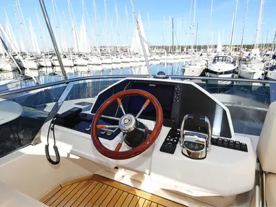 Cockpit of Vegas, a Greenline 48 Fly motor yacht at Grad Biograd na Moru, Croatia