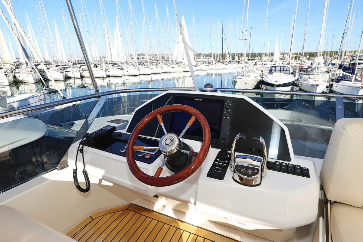Cockpit of Vegas, a Greenline 48 Fly motor yacht at Grad Biograd na Moru, Croatia