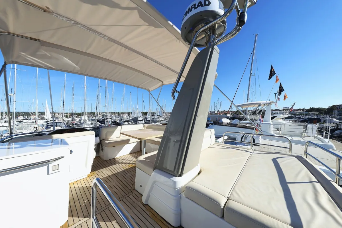 Deck of Vegas, a Greenline 48 Fly motor yacht at Grad Biograd na Moru, Croatia