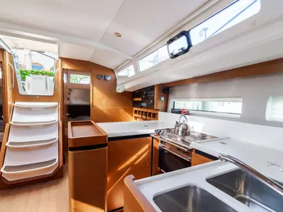 Galley of Jeanneau Sun Odyssey 440, a sailboat at Tonnarella, Italy