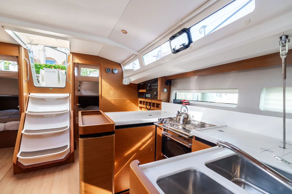 Galley of Jeanneau Sun Odyssey 440, a sailboat at Tonnarella, Italy