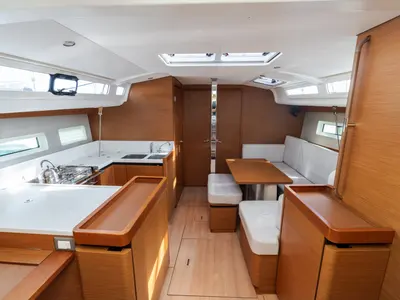 Salon of Jeanneau Sun Odyssey 440, a sailboat at Tonnarella, Italy
