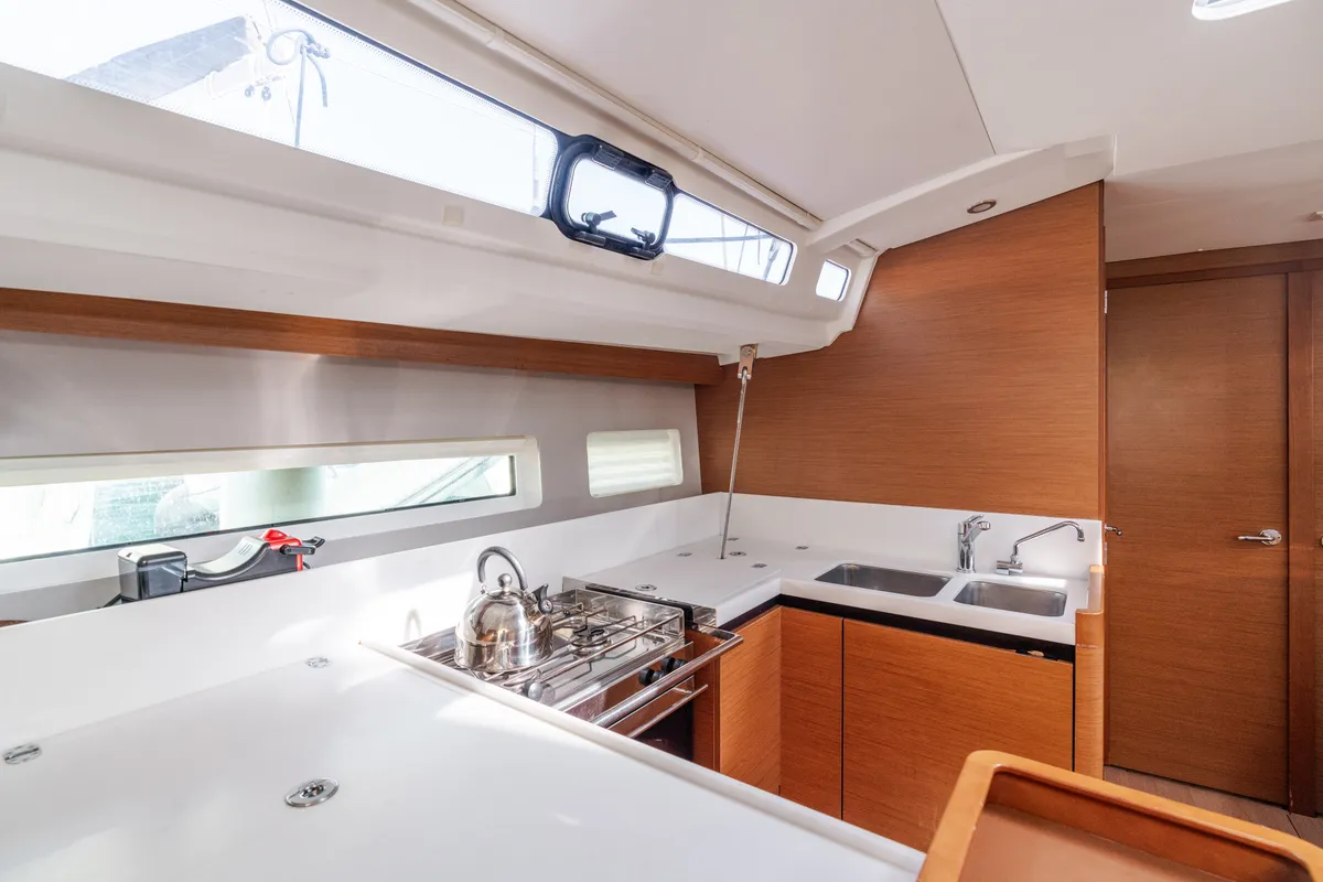 Galley of Jeanneau Sun Odyssey 440, a sailboat at Tonnarella, Italy