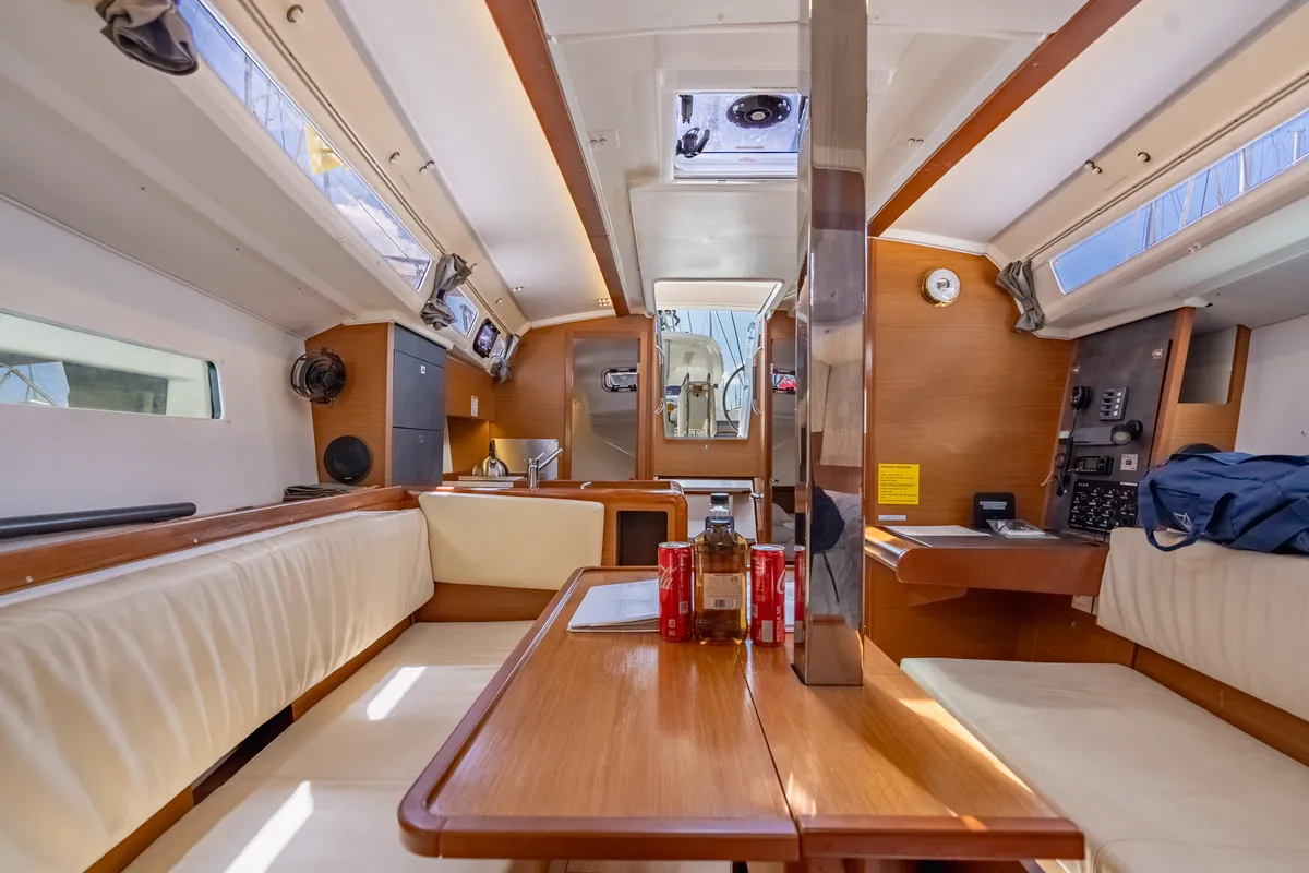 Salon of Off The Clock, a Jeanneau Sun Odyssey 349 sailboat at Road Town, British Virgin Islands