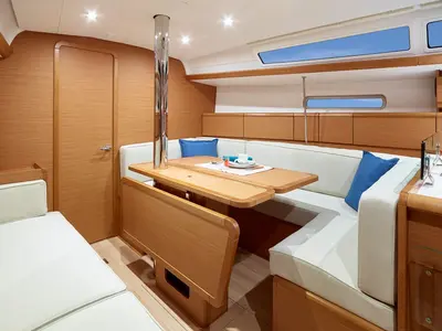 Salon of Agios Georgios, a Jeanneau Sun Odyssey 389 sailboat at Kontokali, Greece