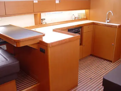 Galley of Astra, a Bavaria Cruiser 51 sailboat at Olbia, Italy