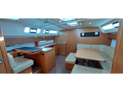 Salon of Astra, a Bavaria Cruiser 51 sailboat at Olbia, Italy