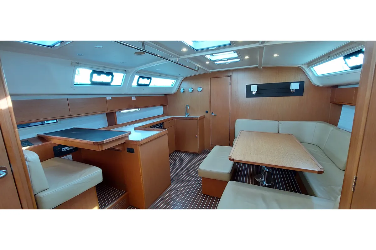 Salon of Astra, a Bavaria Cruiser 51 sailboat at Olbia, Italy
