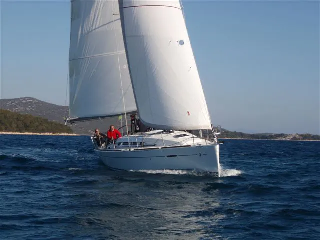 Exterior view of Scorpio, a Beneteau First 35 sailboat at Jezera, Croatia