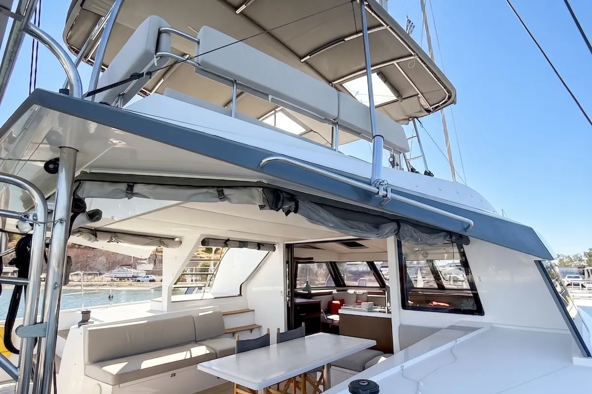 Origine, a Nautitech 46 Fly catamaran at Athens, Greece