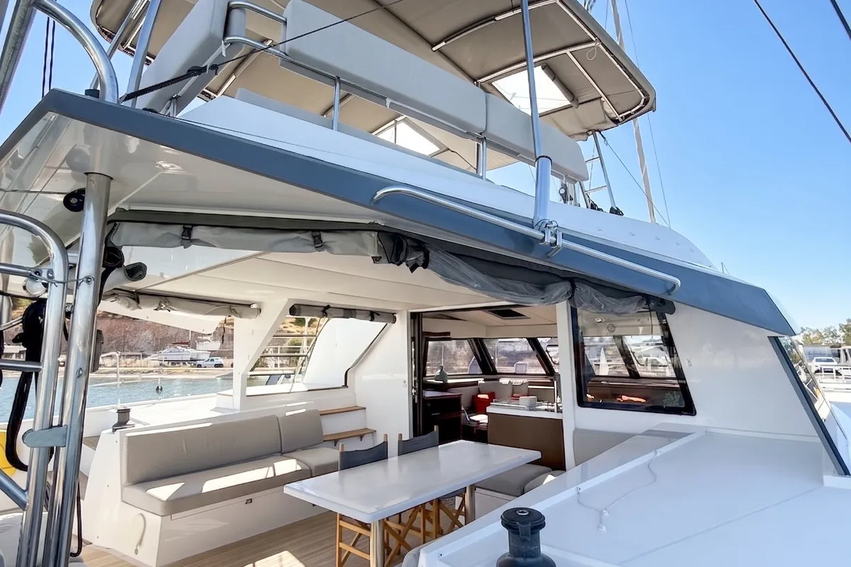 Origine, a Nautitech 46 Fly catamaran at Athens, Greece