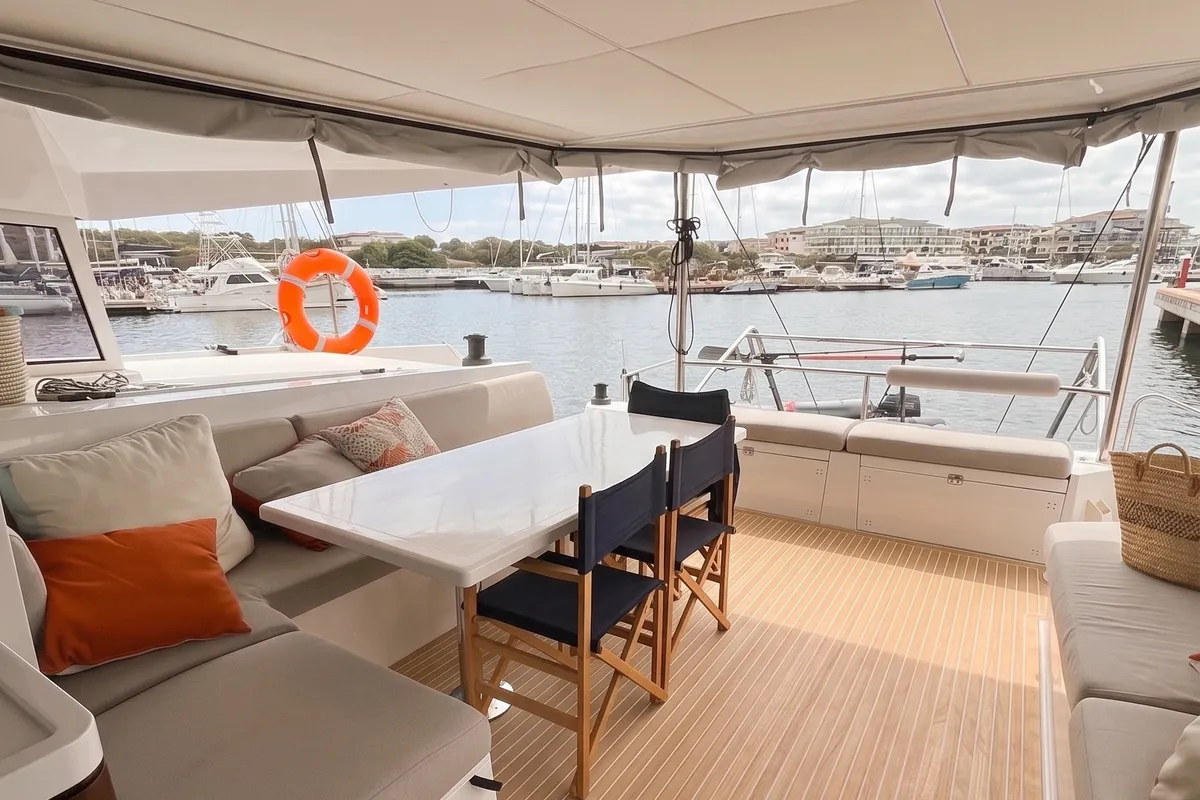 Origine, a Nautitech 46 Fly catamaran at Athens, Greece
