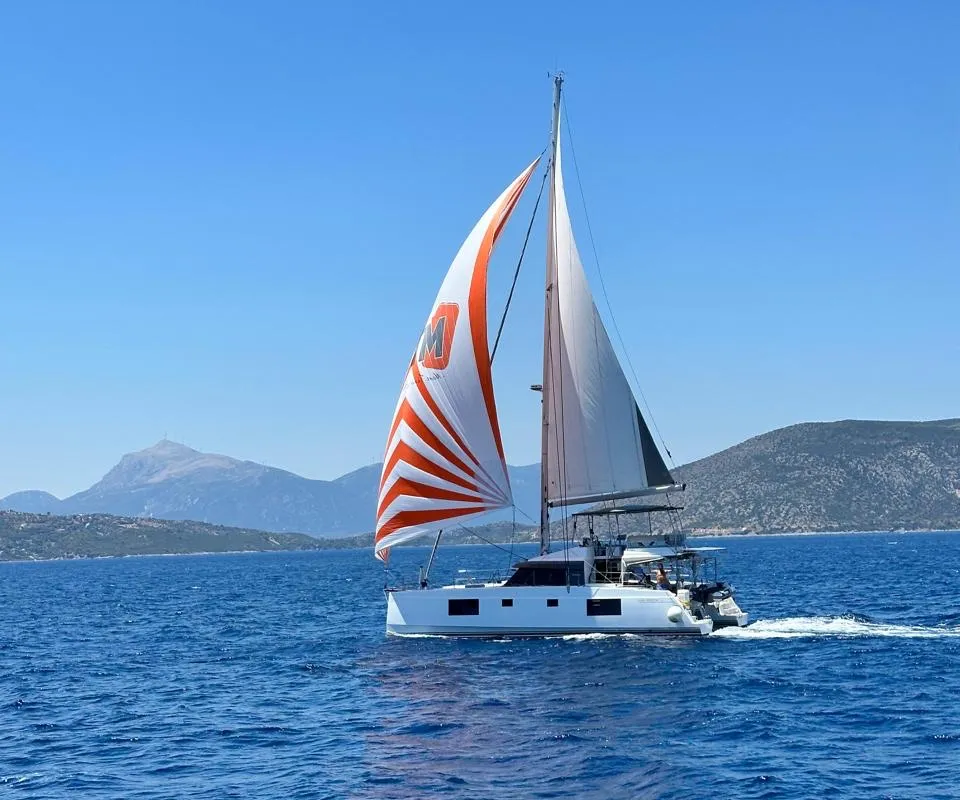 Origine, a Nautitech 46 Fly catamaran at Athens, Greece