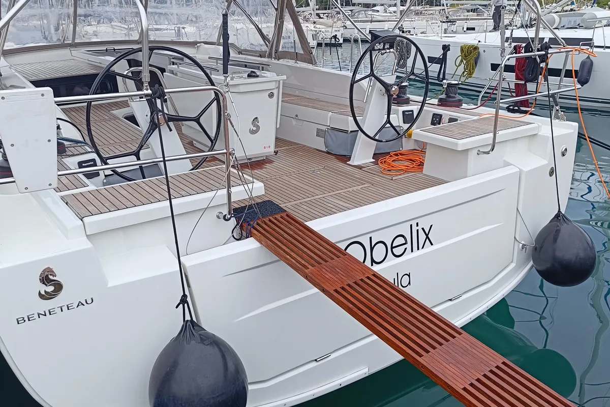 Cockpit of Obelix, a Beneteau Oceanis 51.1 sailboat at Grad Pula, Croatia