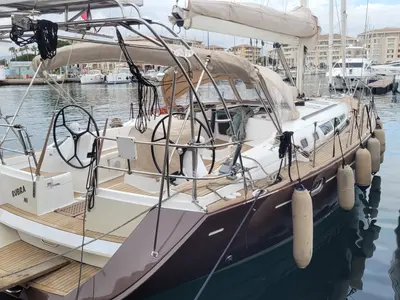 Deck of Rubra, a Jeanneau Sun Odyssey 49 sailboat at Toulon, France