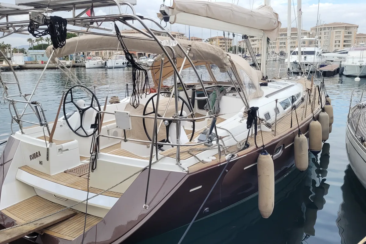 Deck of Rubra, a Jeanneau Sun Odyssey 49 sailboat at Toulon, France
