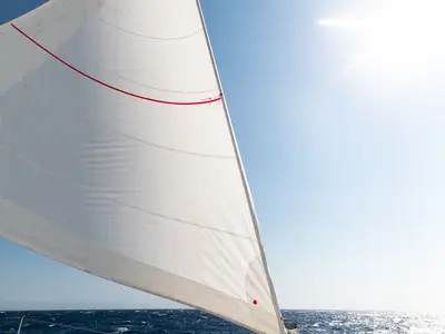 White Coral, a Fountaine Pajot 47 catamaran at Platys Gialos, Greece