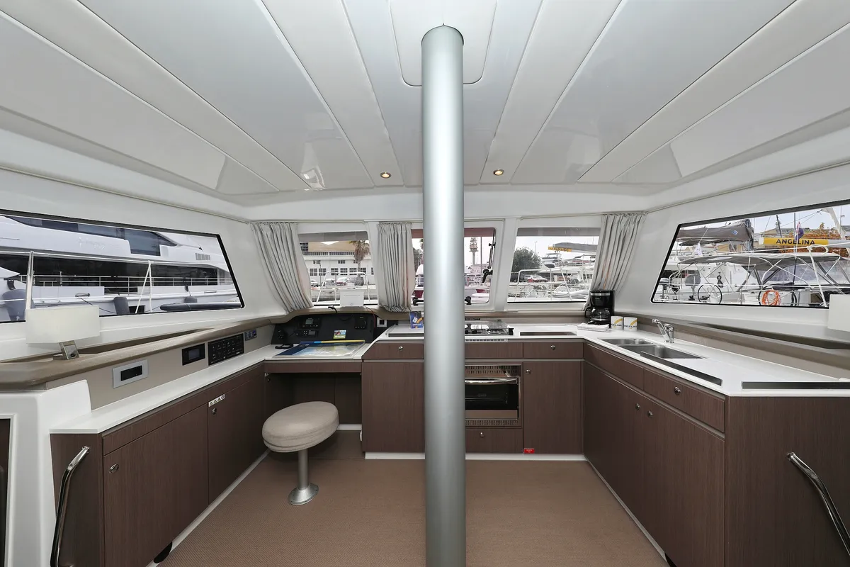 Galley of Hi Friends, a Bali Catspace catamaran at Grad Trogir, Croatia