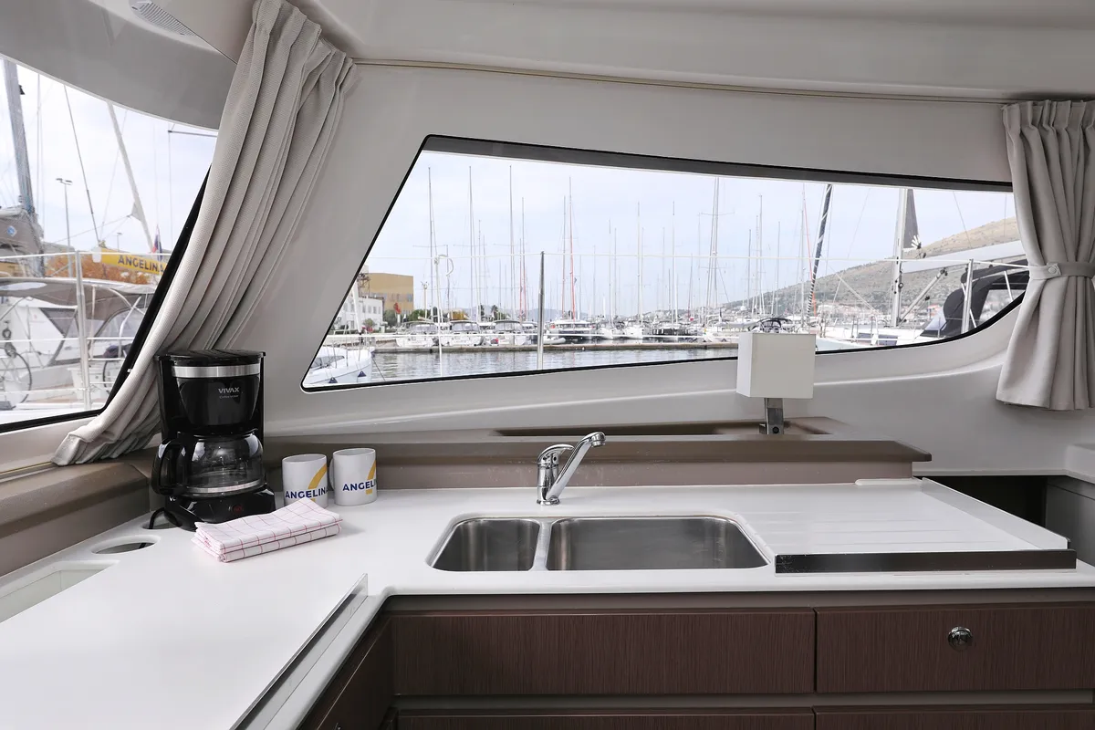 Galley of Hi Friends, a Bali Catspace catamaran at Grad Trogir, Croatia